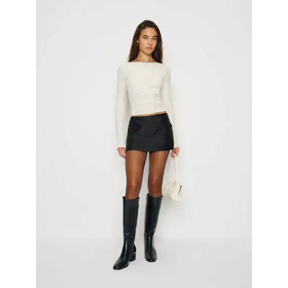 Reformation Calloway Lowrise Front Pocket Skirt Skort In Black Size 2